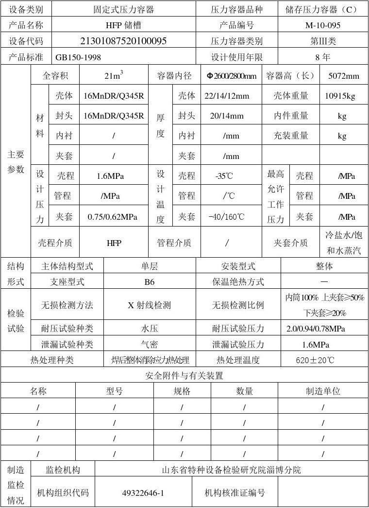 压力容器产品数据表解读与应用指南